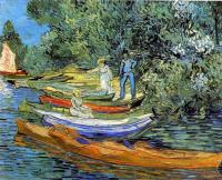 Gogh, Vincent van - Riverbank with Rowboats and Three Figures